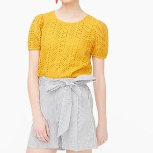 J. Crew Goldenrod Eyelet Cap Sleeve Cotton Blouse